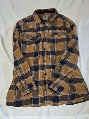 Men's Wind River Brown & Navy Plaid Flannel Shirt 2XL